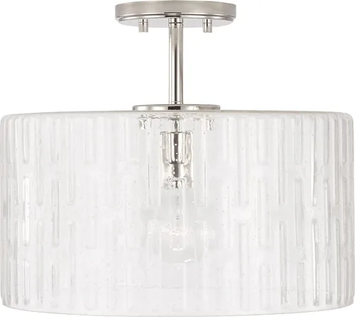 Capital Lighting 241311PN Emerson - Lámpara de techo convertible de cristal sembrado en relieve/semiempotrada, 1 luz de 100 vatios, 14 pulgadas de