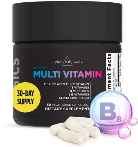 Livingood Daily Multivitamínico metilado para mujeres y hombres, suplemento multivitamínico con ácido alfa lipoico, vitaminas B, hierro, zinc y