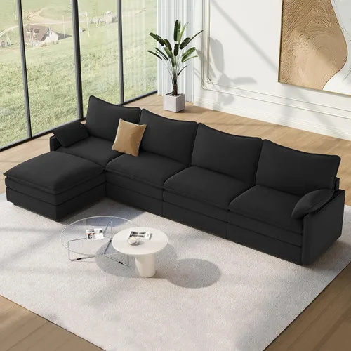Miniatura 47 de Vesgantti 2 Piece Loveseat & 3 Seater Sofa Set, Modular Cloud Couch, Beige