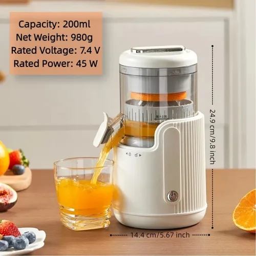 Miniatura 9 de Portable Electric Citrus Juicer, Efficient Extraction for Oranges Lemons Limes, Hands-Free One-Touch Operation, USB Rechargeable & Easy Clean, Mini