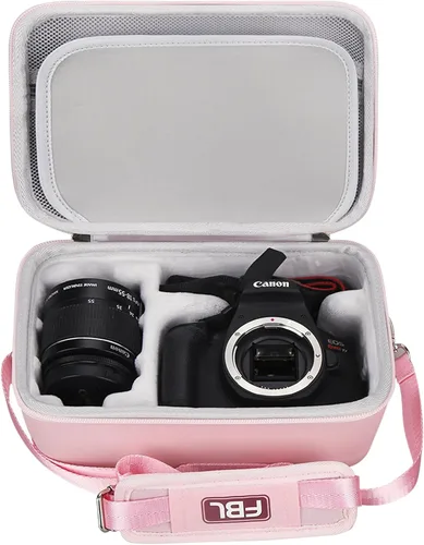 Miniatura 2 de FBLFOBELI Estuche de almacenamiento de viaje EVA para Canon EOS Rebel T7 / T8i / T5 / R50 / R100 Cámara DSLR con lente de 18-55mm, Bolsa de Rosa