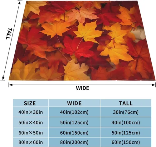 Miniatura 2 de Manta de franela estampada decorativa, hojas de otoño, manta suave para cama, sofá, decoración de silla, regalos para todas las estaciones, 60 x 50