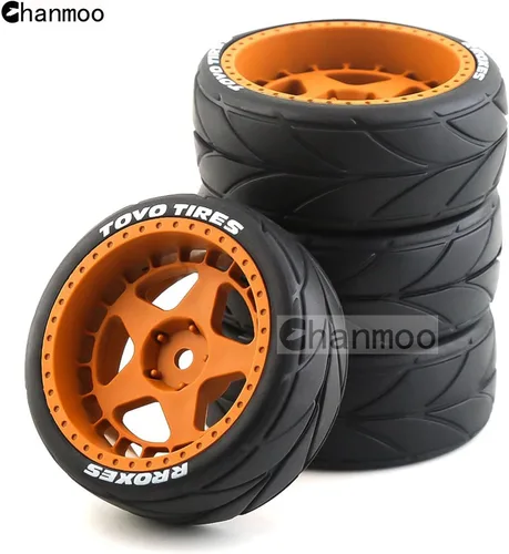 Miniatura 5 de Neumáticos de 1/10 RC On Road y ruedas hexagonales de plástico duro de 0.472 in, neumáticos de goma para 1:10 Rally Racing Car Tamiya XV01 XV02 TA06