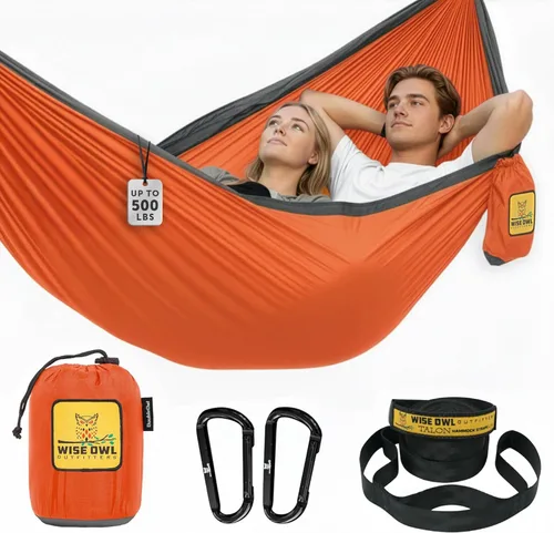 Wise Owl Outfitters Hamaca de camping – Hamaca portátil de 500 libras con correas de árbol – viajes, mochileros, senderismo, equipo de campamento al