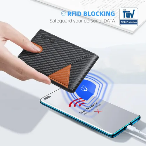 Miniatura 55 de Zitahli - Billeteras delgadas RFID para hombres, billetera de cuero flexible con clip de dinero, cartera minimalista con bolsillo frontal