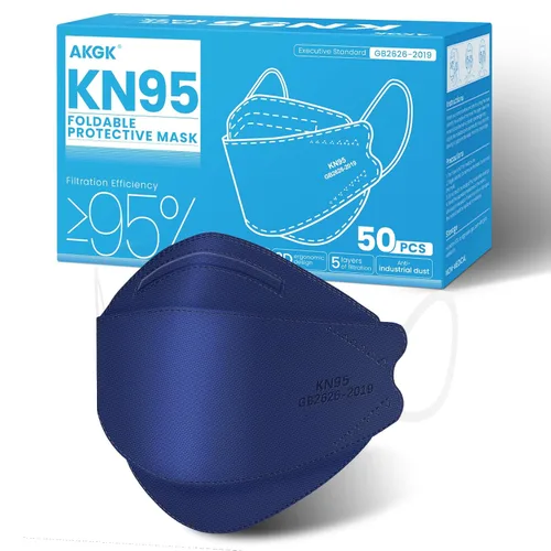 Miniatura 17 de akgk Mascarilla KN95 de 50 unidades, mascarillas de protección transpirable, mascarillas KN95 negras de 5 capas, máscaras de seguridad contra
