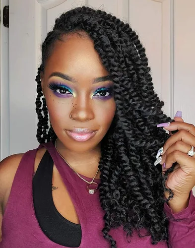 Miniatura 38 de Paquete de 8 paquetes de cabello de ganchillo Passion Twist de 6 pulgadas, rizos bohemios pretrenzados previamente trenzados, negro natural 1B