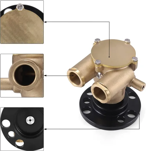Miniatura 3 de Bomba de agua montada cigüeñal 857451 856513 841640 F6B-9 para 1979-1993 Volvo Penta OMC V8 Johnson 10-24930-01 10248051 102494601 Marine Sherwood