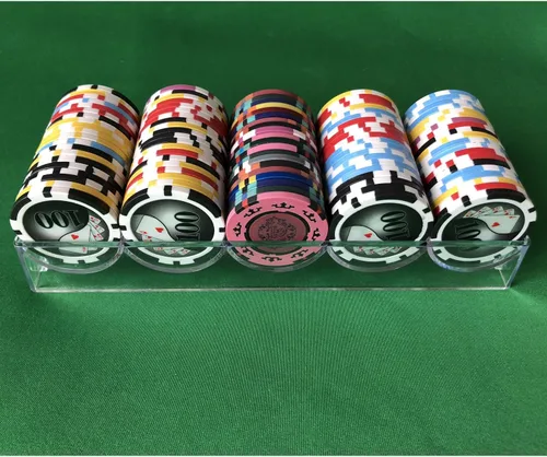 Miniatura 7 de Yuanhe - Portador de bloqueo de fichas de póquer acrílico transparente de 600 chips, incluye 6 estantes de fichas