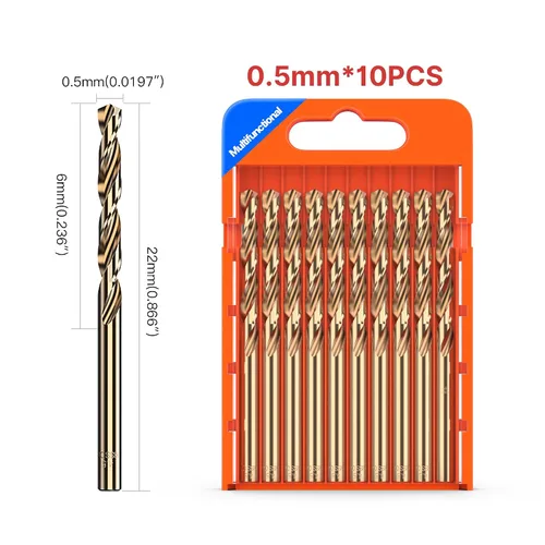 Miniatura 6 de HUHAO Juego de brocas de cobalto de 1/50 pulgadas, acero de alta velocidad M43 de 135 grados con punta de giro para metal endurecido acero