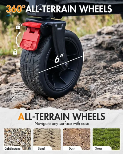 Miniatura 6 de Portal Carro plegable con ruedas grandes, carro extra grande de 300 L, carro utilitario ligero de 18.7 libras, carro resistente para playa