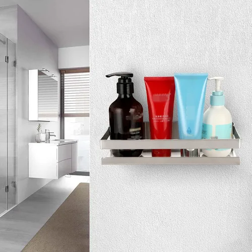 Miniatura 7 de OwnMy Estante de ducha de baño de acero inoxidable de 10 pulgadas, cesta de cocina, estante de ducha, estante de almacenamiento de baño de metal a