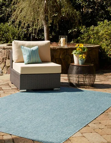 Miniatura 4 de Unique Loom Collection - Alfombra de transición casual, sólida, con tonos moteados para interiores/exteriores, de tejido plano