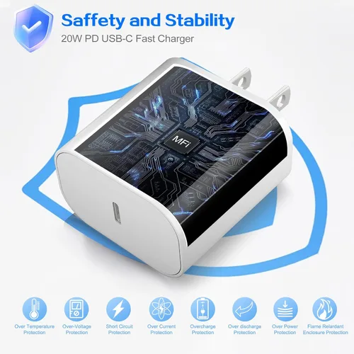 Miniatura 4 de Cargador para iPhone 17, 16, 15 Pro, carga rápida, bloque de cargador de teléfono USB C de 20 W, paquete de 2 cargadores rápidos de Apple iPhone
