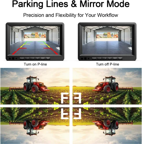 Miniatura 5 de Fookoo Sistema de cámara de respaldo con cable HD 1080P de 7 pulgadas, cámara de visión trasera impermeable IP69 a prueba de vibraciones, visión
