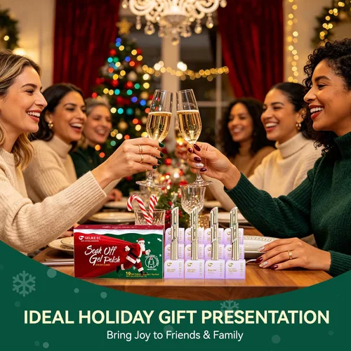 Miniatura 3 de gelike ec Juego de esmaltes de gel de Navidad: esmalte de uñas de gel altamente pigmentado con capa base libre de hema y tarjetas