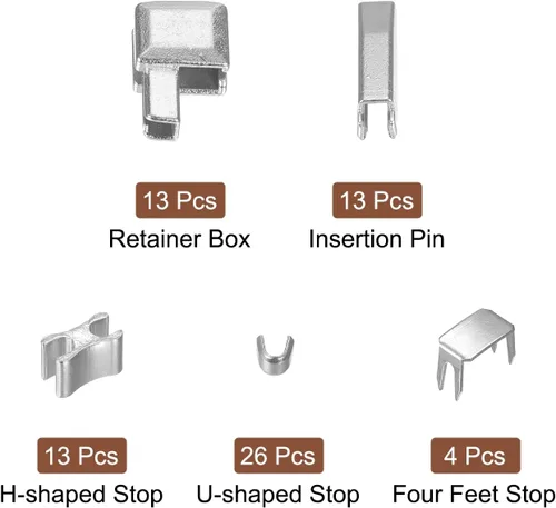 Miniatura 3 de uxcell Kits de reparación de cremallera, caja de retención deslizante de pestillo de metal #3, pasadores de inserción y topes inferiores superiores