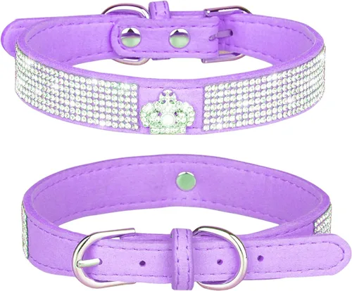 Miniatura 17 de Collares Pequeños para Perros Femeninos, Lindo Cristal de Rinstone con Pajarita de Diamante de Brillo para Cachorros para XXS XS Perros Pequeños