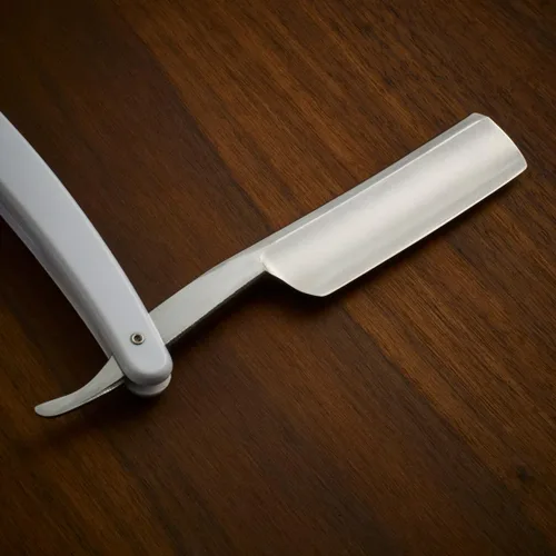 Miniatura 2 de Union Razors Maquinilla de afeitar SR2 de borde recto con mango blanco