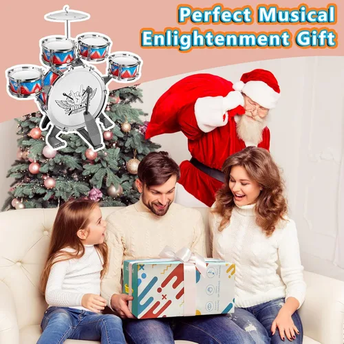 Miniatura 7 de Set de batería para niños pequeños de 3 a 5 años, kit de banda de jazz para niños, kit de rock, regalo perfecto de cumpleaños y Navidad - Juego