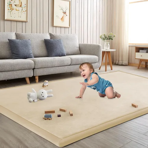 Miniatura 50 de Alfombra de juego para acostar al bebé, alfombrilla para guardería, tapete tipo tatami de espuma viscoelástica de 1.3 pulgadas de grosor, para bebés