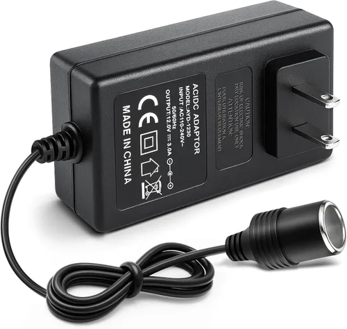 Miniatura 10 de Convertidor de 110V CA a CC 12V 2A 24W, adaptador de encendedor de cigarrillos a enchufe de pared 110-240V, adaptador de fuente de alimentación