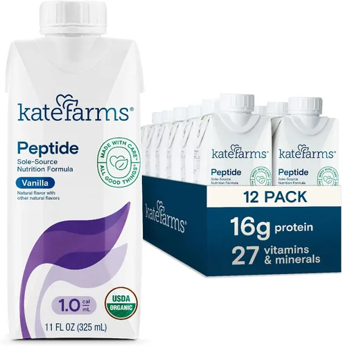Miniatura 8 de KATE FARMS Péptido orgánico para adultos 1.0 fórmula, fuente única, nutrición hidrolizada a base de plantas para alimentación oral o por tubo, 11