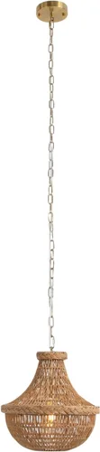 Miniatura 11 de Lámpara colgante de bambú tejida a mano, lámpara de ratán de una sola luz, tejido de madera natural, accesorio colgante de techo con cable ajustable