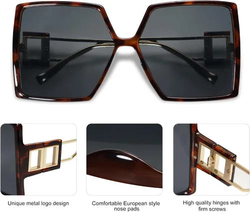 Miniatura 6 de Allarallvr Gafas de sol cuadradas de gran tamaño para mujer, gafas de sol Tetro de moda para mujer, gafas de sol AR82009
