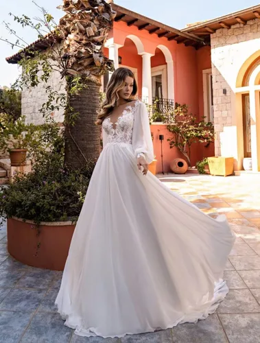 Miniatura 5 de Vestidos de novia de encaje boho para novia 2025 vestidos de baile de tul de manga larga vestido de novia de satén vestido de novia de sirena
