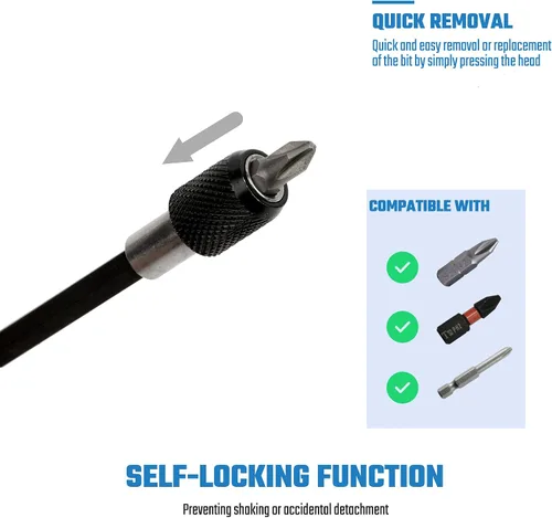 Miniatura 4 de 6PCS Juego de Adaptador de Extensión de Broca de Liberación Rápida para Destornillador, Soporte de Punta de Destornillador de 2.36" 4" 6" 1/4