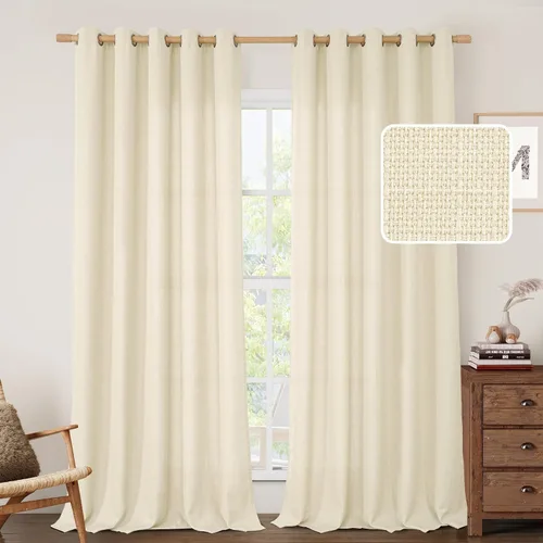 Miniatura 52 de LAMIT Cortinas de Lino Blancas Semitransparentes para Dormitorio, Paneles Filtrantes de Luz, Cortinas de Lino con Ojales de Protección de Privacidad