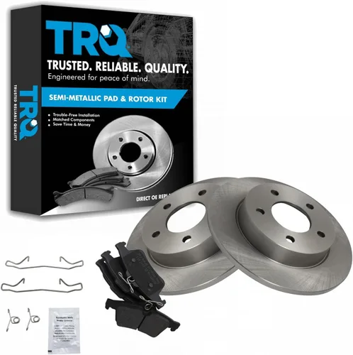 Miniatura 124 de TRQ Juego de pastillas de freno semimetálicas traseras y rotores compatibles con Chevrolet Trailblazer 02-06 Trailblazer EXT 04-06 SSR 02-07 GMC