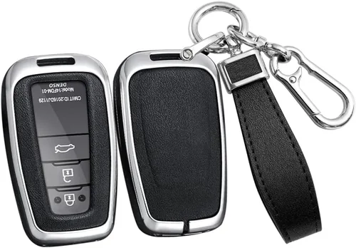 Miniatura 15 de ontto Funda para llave de coche con llavero de cuero y metal compatible con Toyota Camry CH-R CHR Prius RAV4 86 Corolla Yaris Land Cruiser llavero