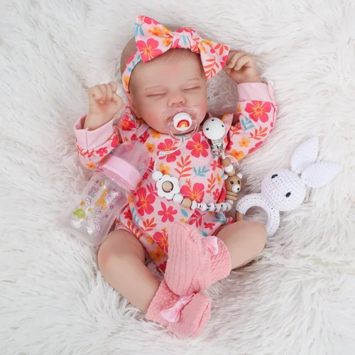 Miniatura 8 de WOOROY Muñecas realistas de bebé Reborn – Niña recién nacida durmiente de la vida real de 18 pulgadas, muñeca realista con cuerpo suave pesado