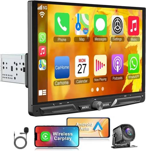 Miniatura 8 de Estéreo de coche doble DIN con reproductor de CD/DVD, pantalla táctil de 7 pulgadas, Bluetooth 5.2, CarPlay/Android Auto, cámara de respaldo