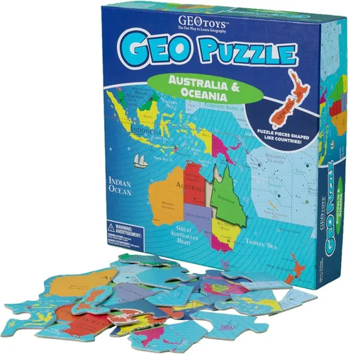 Miniatura 13 de GeoToys GeoPuzzle, juego de 6 rompecabezas de campo, juego de geografía y mapas, juegos educativos y actividades de aprendizaje para niños, regalos