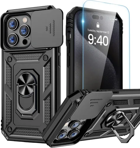 Miniatura 40 de Goton Funda para iPhone 14 Plus con Protector de Pantalla - Funda con Cubierta Deslizante para Cámara con Soporte de Anillo, Resistente de Grado