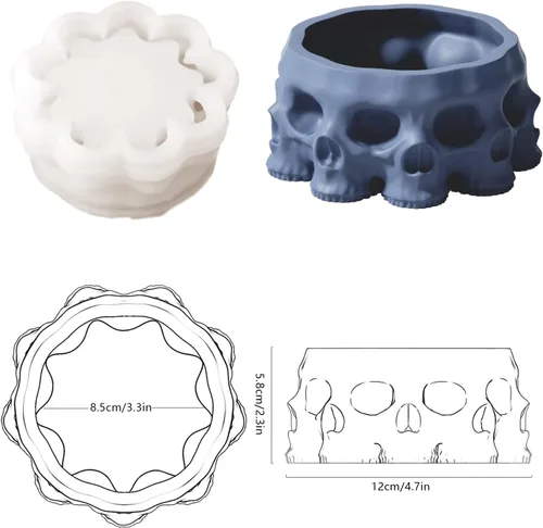 Miniatura 3 de Nicole - Moldes de silicona para hormigón, diseño de calavera 3D, para suculentas, maceta de bricolaje, decoración del hogar, cactus para SH0861