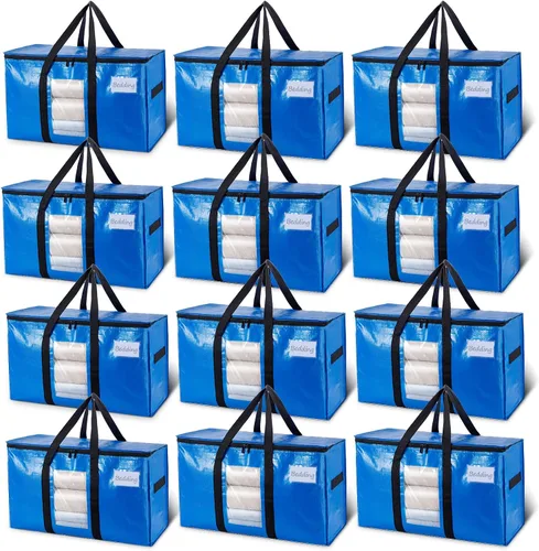 Miniatura 16 de TAILI - Bolsas de mudanza extra grandes, paquete de 10 bolsas negras resistentes para almacenamiento con ventana visible, asas envolventes