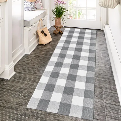 Miniatura 13 de Alfombra Buffalo Plaid Pequeña a Cuadros 2x3 Pies (61x91 cm) Naranja y Negro, Tapete para Puerta Delantera, Navidad Halloween Acción de Gracias