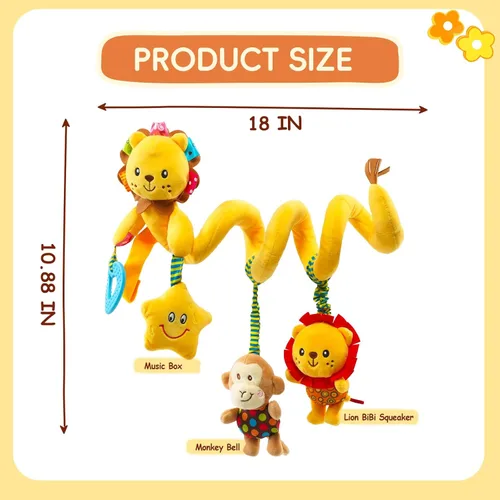 Miniatura 7 de Jollybaby Juguetes para cochecito de cuna y asiento de automóvil para bebé de 0 a 12 meses, juguetes sensoriales colgantes para el tiempo de barriga