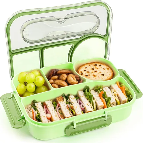 Miniatura 16 de EASYFUN Lonchera Bento para adultos, Caja de Almuerzo, lonchera con 4 compartimentos, a prueba de caídas, apta para lavavajillas y fabricada
