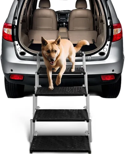 Miniatura 12 de Escaleras para perros para automóvil: rampas plegables para perros grandes con superficie antideslizante, escalones portátiles para perros