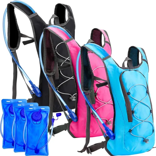 Miniatura 8 de Mochila de hidratación de 3 piezas con 3 unidades de 2 litros de agua de vejiga de agua, paquete de hidratación para camping, senderismo, ciclismo