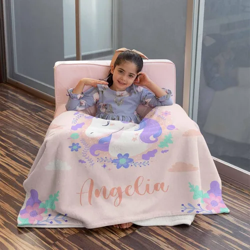 Miniatura 91 de Artsadd Manta de bebé personalizada para niños y niñas con nombre, manta personalizada con nombre de bebé con patrón de unicornio, manta