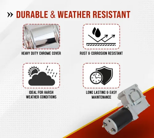 Miniatura 2 de Mytee Products Motor de lona de 900 W 60:1 para sistemas de lona de camión volquete con cubierta cromada de 12 V CC / 50 amperios / 60 RPM