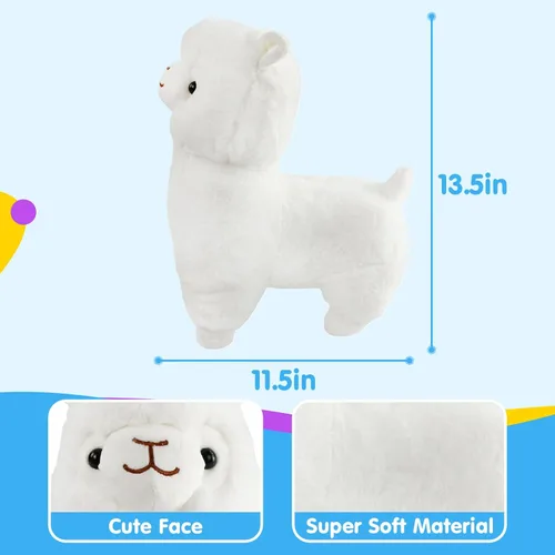 Miniatura 3 de BSTAOFY Animales de peluche de alpaca que se iluminan de 13.5 pulgadas, juguete de peluche suave de llama blanca con LED y luces nocturnas coloridas