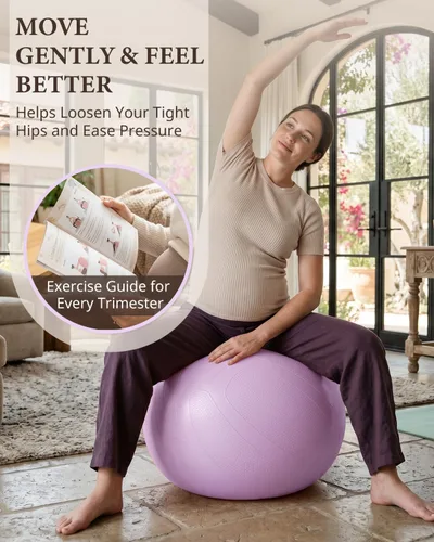 Miniatura 2 de Trideer - Pelota de embarazo y parto de 1.7 mm extragruesa para yoga, maternidad, parto, ejercicio, fisioterapia, recuperación - Incluye guía