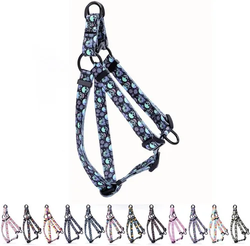 Miniatura 6 de Arnés para perro hembra, bonito patrón geométrico de triángulos geométricos, hebilla de liberación rápida, cuello halter ajustable para perros